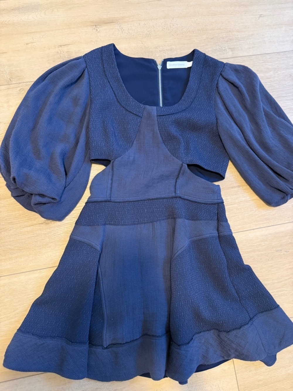 Jonathan Simkhai Navy Puff-Sleeve Mini Dress - Picture 3 of 5